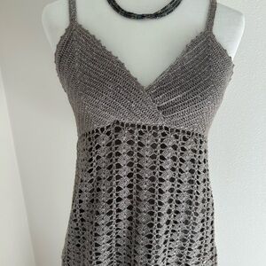 INC Silver crotchet top.
